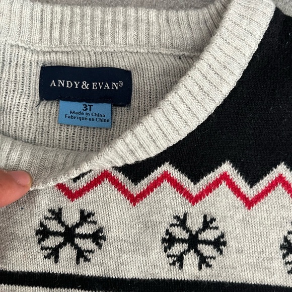 [3T]Andy&Evan Snowflake Sweater [4T]Old Navy Black Denim Hoodie Jacket-Set Of 2 - Picture 2 of 8